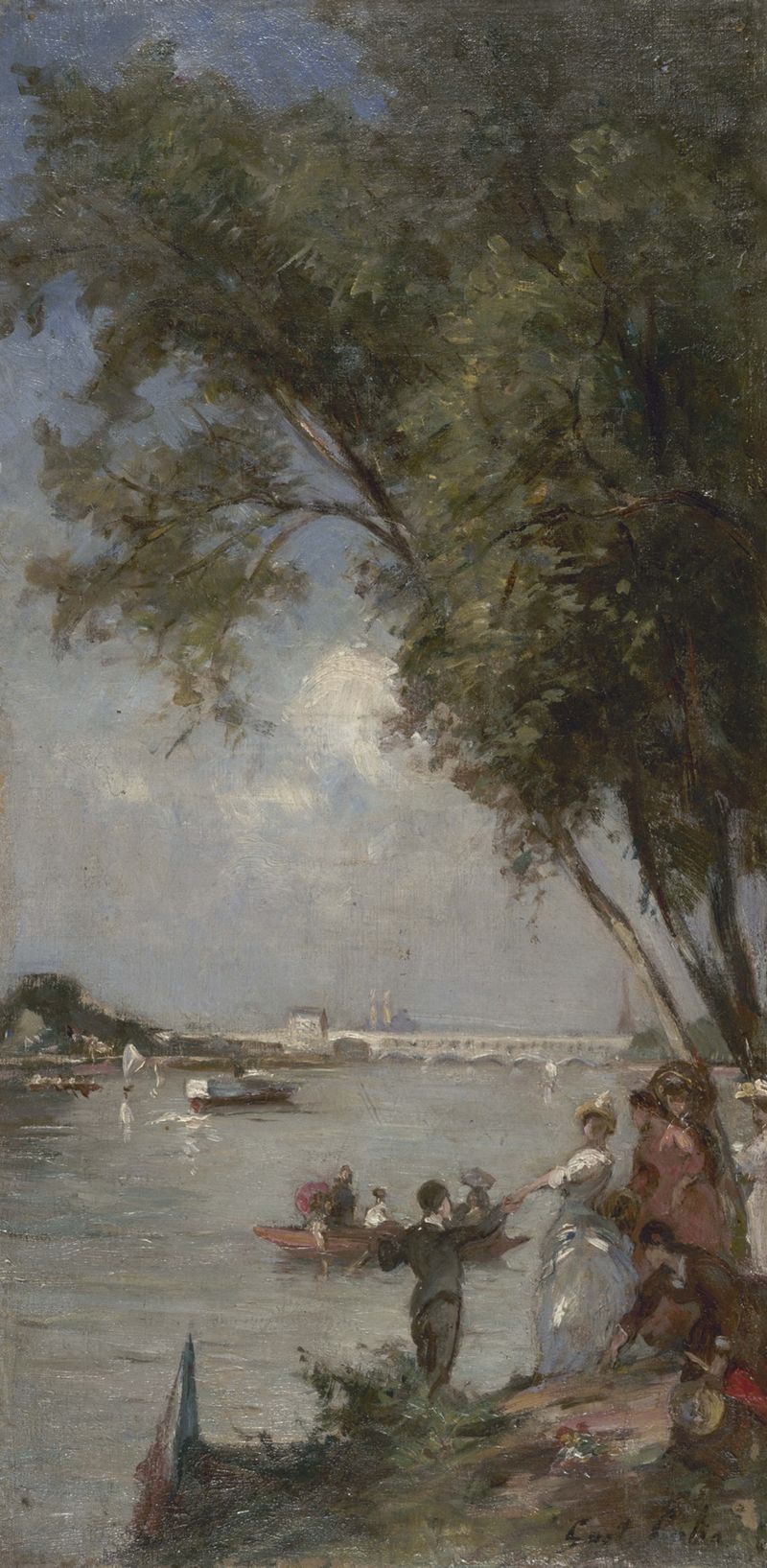 La Seine au Bas-Meudon, óleo sobre lienzo de Gustave Henri Colin, que representa un paisaje fluvial.