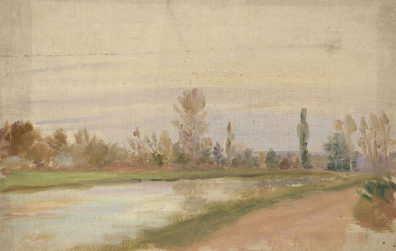 Paisagem de rio de Jeanne Jegou-Cadart, impressionismo