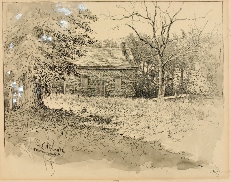 Interior de la Casa de Reuniones Cuáquera de Princeton, óleo sobre lienzo de Ernest Peixotto