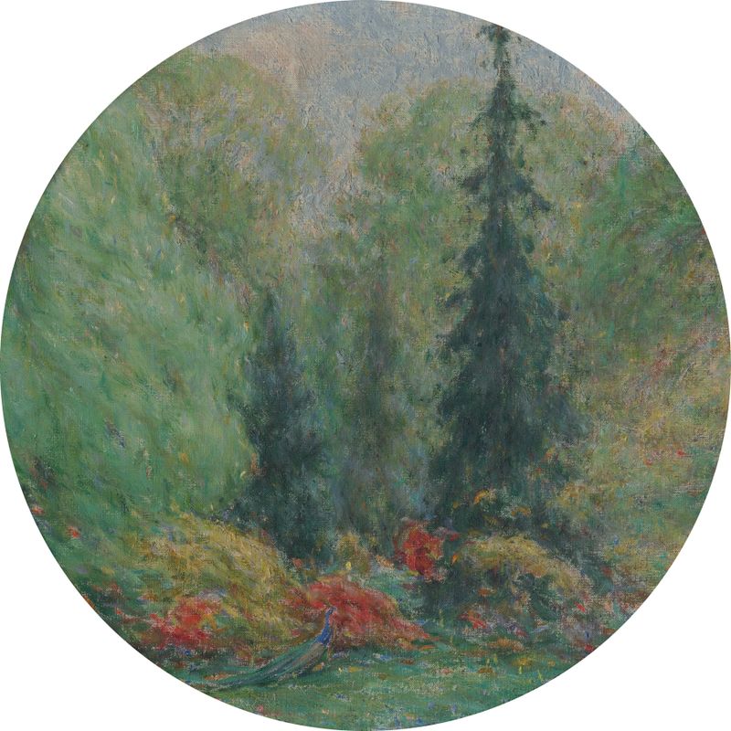 Landscape featuring trees in golden light by Karol Miloslav Lehotský