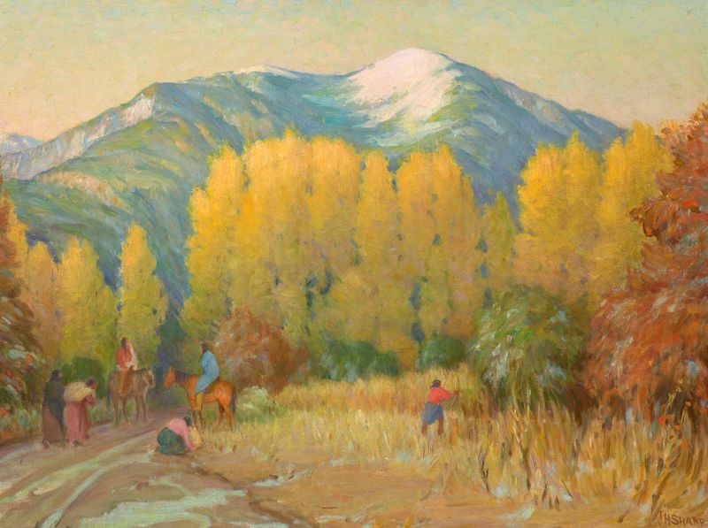 Old Road to the Pueblo of Taos—Afterglow, oil painting by Joseph Henry Sharp