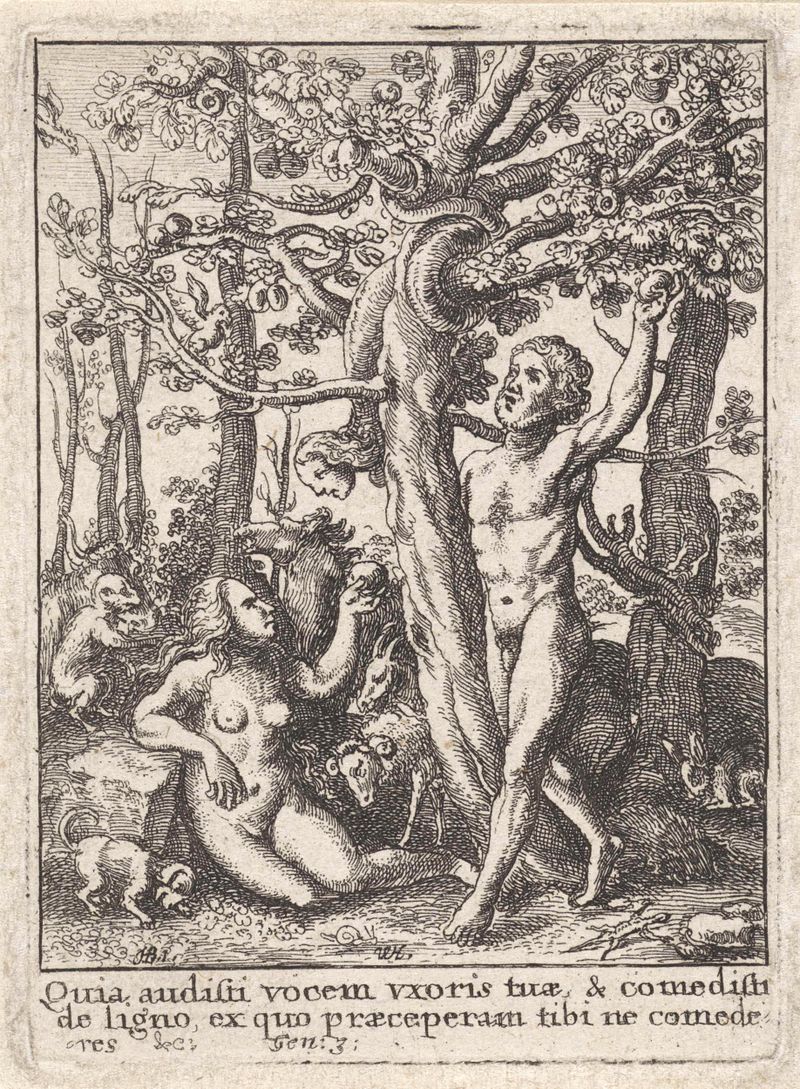 Gravura figurativa de Wenceslaus Hollar retratando figuras entrelaçadas e emoções complexas.