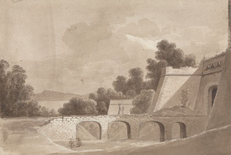 Sorrento Gate de Isaac Weld, Romantismo, representando um arco com luz dourada e sombras profundas