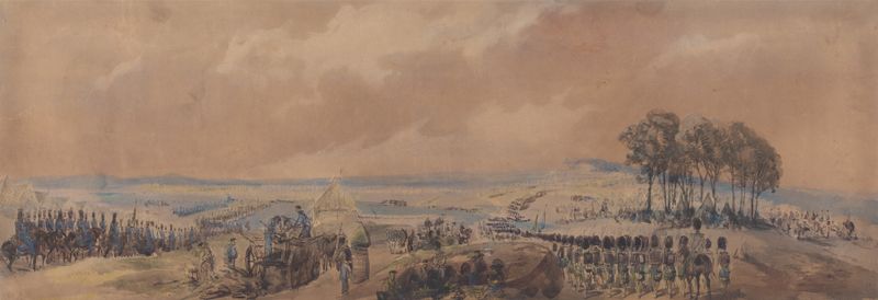 Troops Returning to the Camp at Chobham, oil on canvas by George Bryant Campion