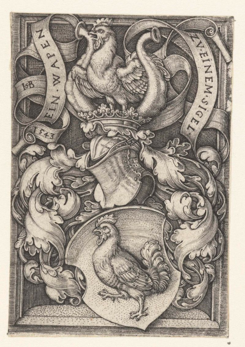 Engraving by Hans Sebald Beham featuring an eagle on a shield