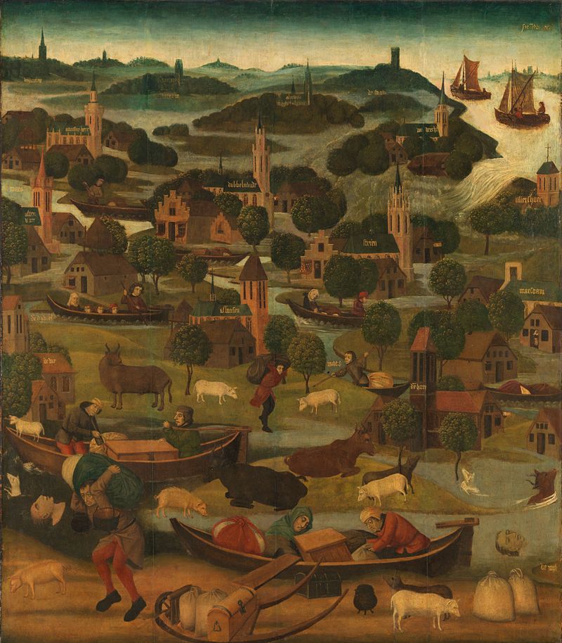 A Inundação do Dia de Santa Isabel, óleo sobre painel de Master of the St Elizabeth Panels