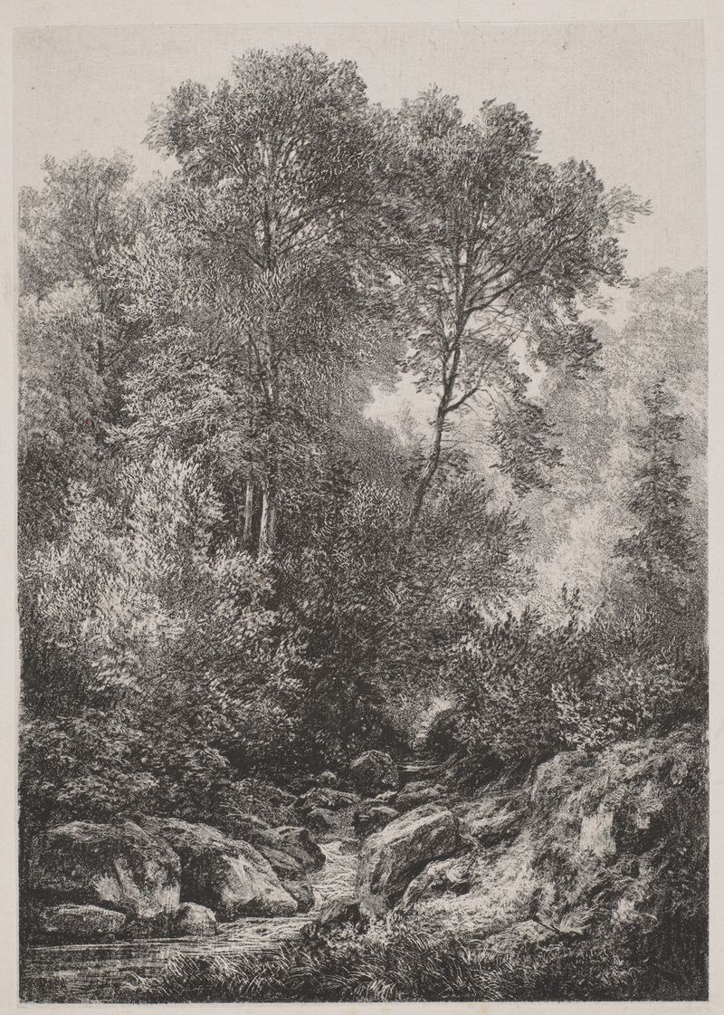 Paisaje impresionista que representa un arroyo con reflejos de luz de Adolf Dressler