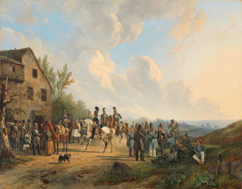 Historical scene with soldiers in battle, oil painting by Wouterus Verschuur