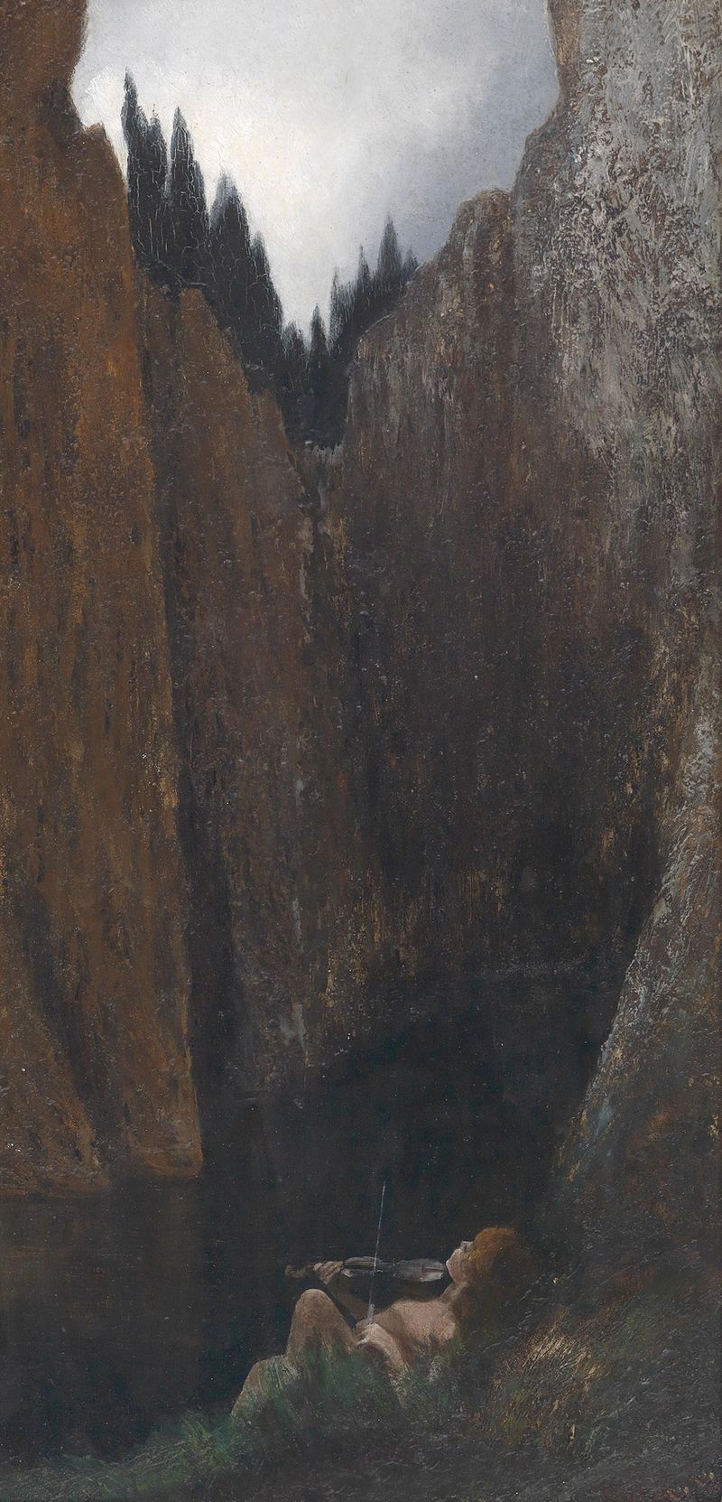Portrait of a boy playing a violin, oil on canvas by Karl Wilhelm Diefenbach