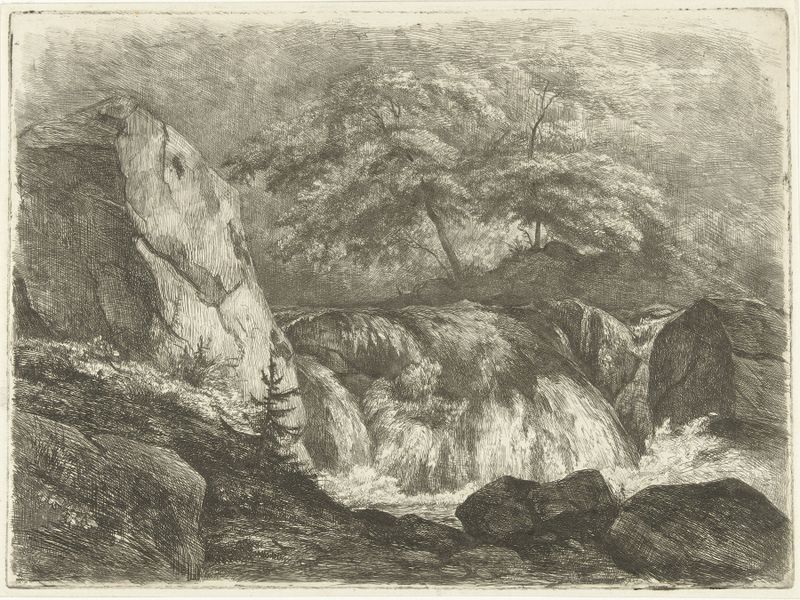 Paisagem com cachoeira de Pierre Louis Dubourcq, meio desconhecido