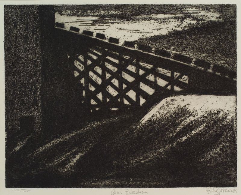 Coal Breakers de Blanche Grambs, expresionismo, representando la industria y la humanidad