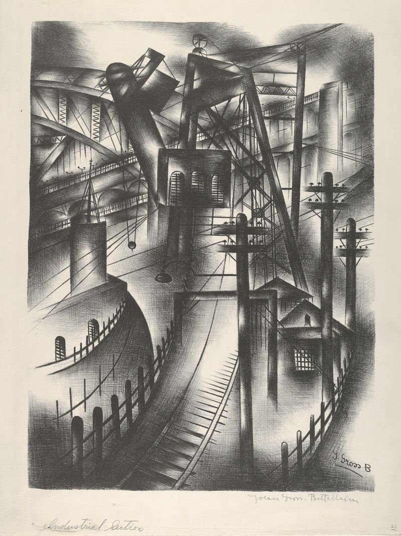 Paisaje abstracto industrial de Jolan Gross Bettelheim, medio desconocido