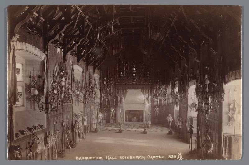Interior view of a grand hall with woodwork and sunlight, albumen print by Alexander Adam Inglis