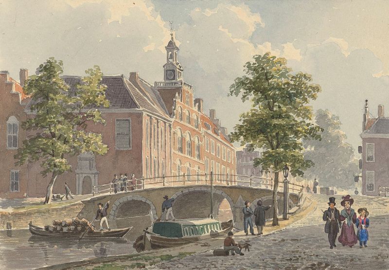 Landscape of Het Spui te ‘s-Gravenhage, gezien naar het zuiden, oil on canvas by Bartholomeus Johannes van Hove