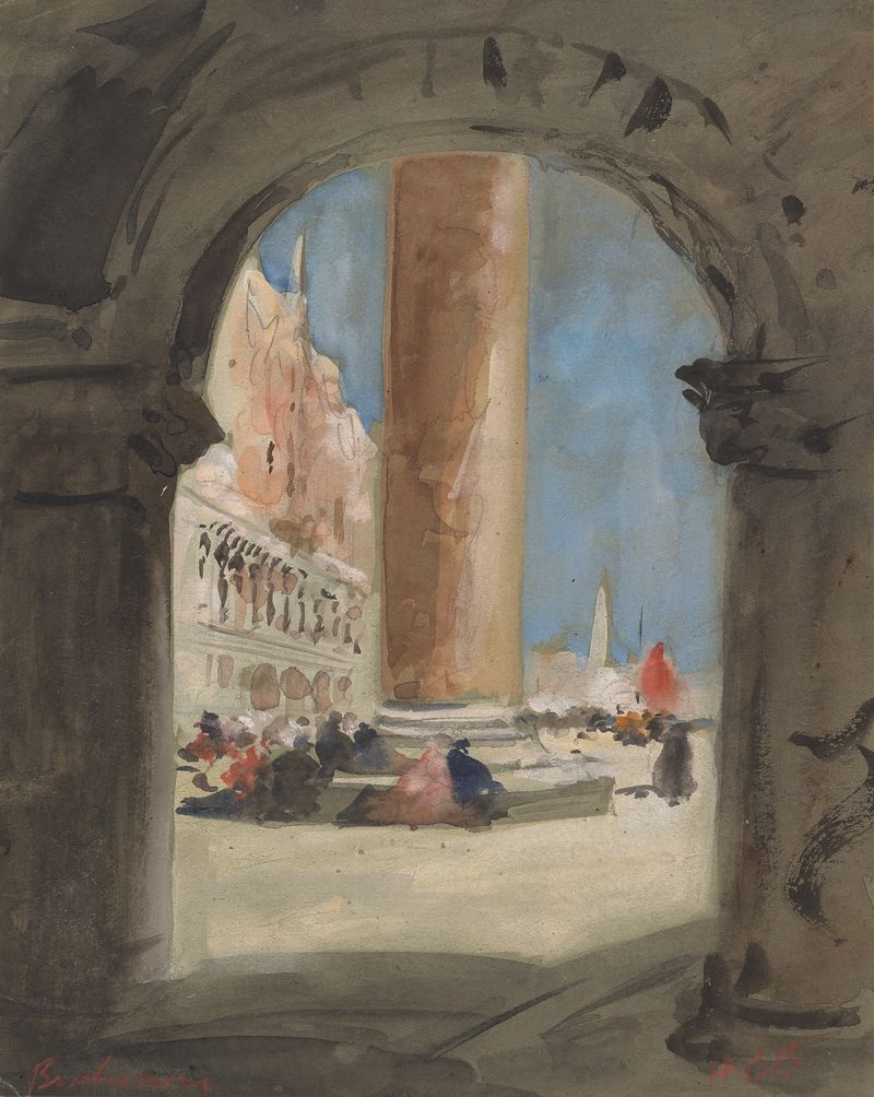 Columna de San Marcos en Venecia, acuarela sobre papel de Hercules Brabazon Brabazon