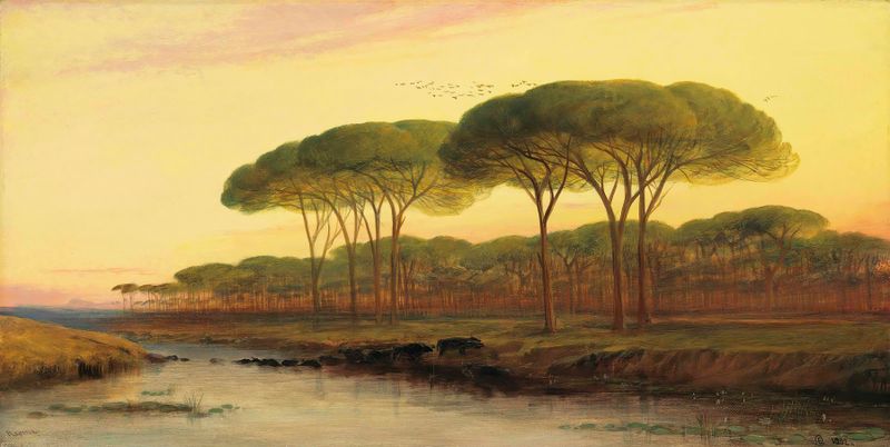 Ravenna de Edward Lear, que representa arcos intrincados y mosaicos en una pintura al óleo.