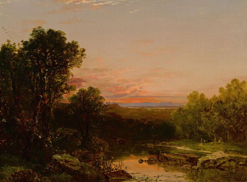 Sunset Over The Catskills, óleo sobre tela de John Frederick Kensett