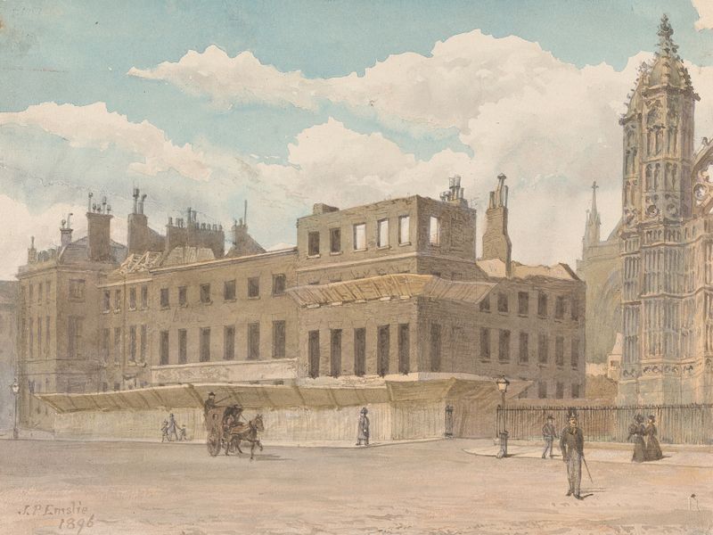 Houses Adjacent to Westminster Abbey in the Process of Demolition de John Phillipps Emslie, estilo vitoriano