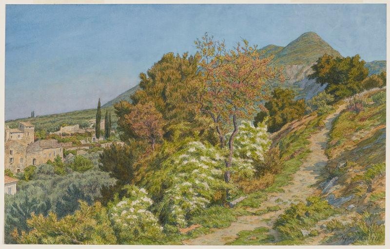 Paisaje de Provenza por Henri Rivière, pintura al óleo
