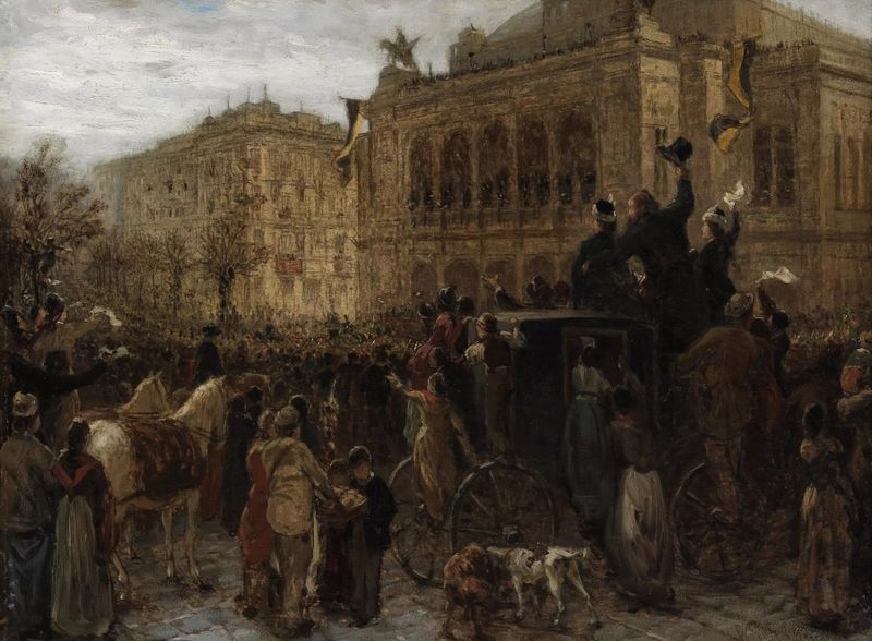 Historical scene with soldiers in uniform, oil on canvas by Alois Schönn