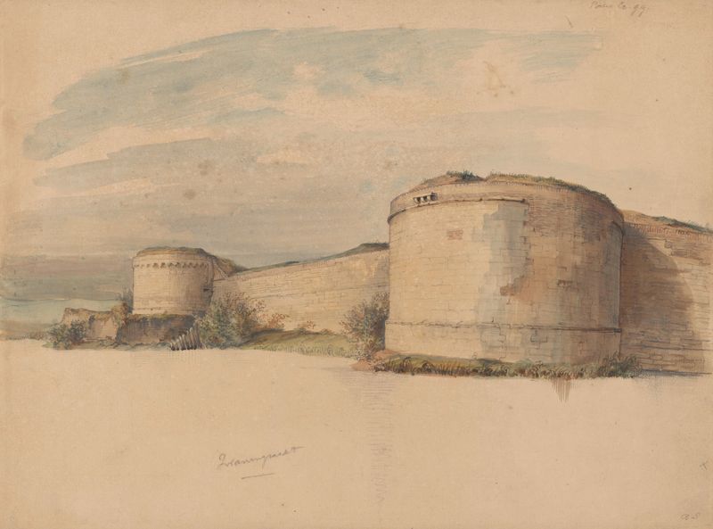 Rondelen Haat en Nijd, oil on canvas by Alexander Schaepkens depicting a landscape with roundels.