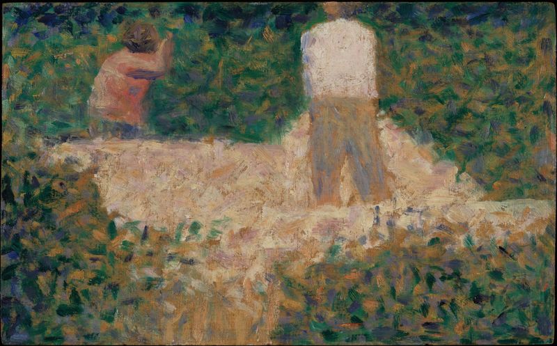 Dos Rompedores de Piedra de Georges Seurat, óleo sobre lienzo, que representa a trabajadores con piedra.