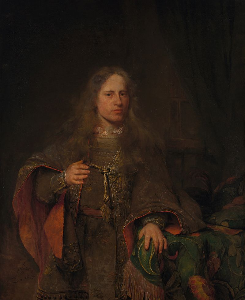 Retrato de um nobre em traje histórico, pintura a óleo de Aert de Gelder