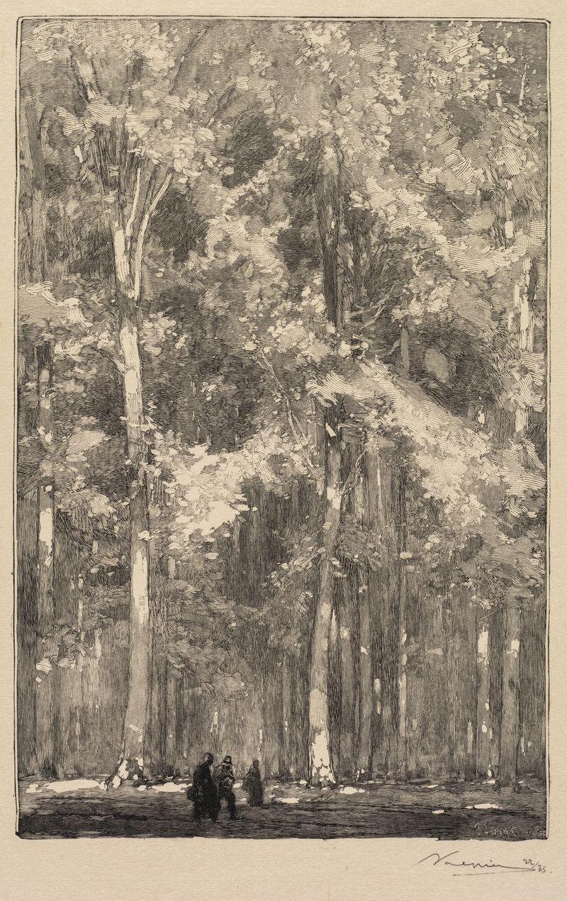 Paisaje al amanecer con un camino, pastel de Auguste Louis Lepère