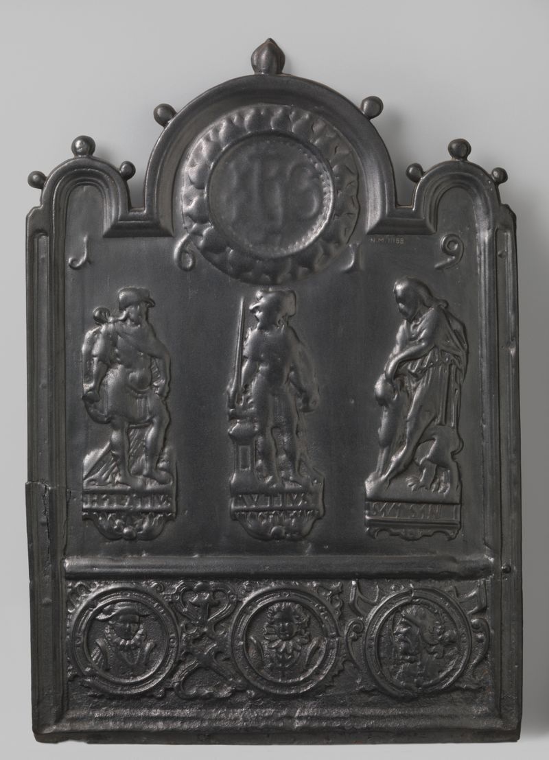 Haardplaat met Horacius, Mutius en Samson, meio desconhecido, Unknown Artist