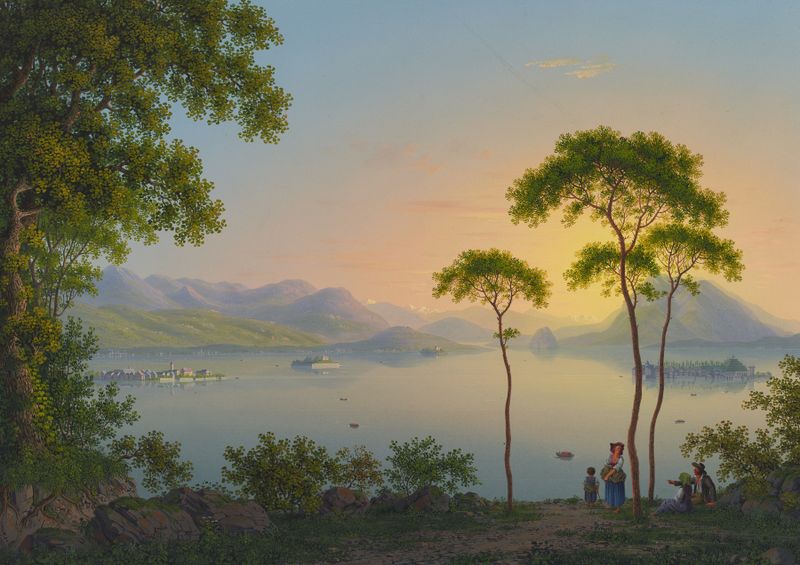 Landscape of Borromean Islands on Lago Maggiore, oil on canvas by Johann Heinrich Bleuler the Younger