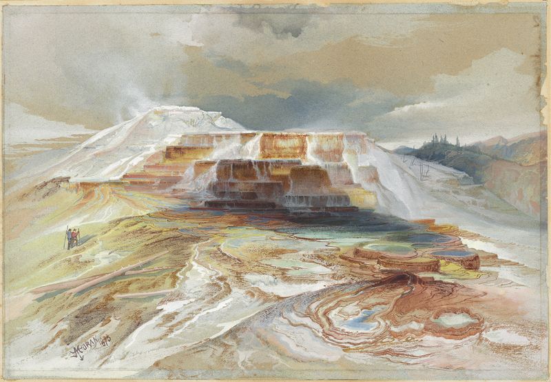 Hot Springs of Gardiner’s River, óleo sobre tela de Thomas Moran