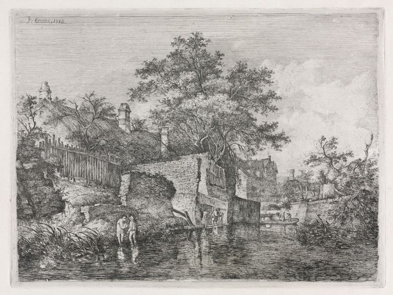 Front of the New Mills by John Crome, oil on canvas depicting mills and lush foliage