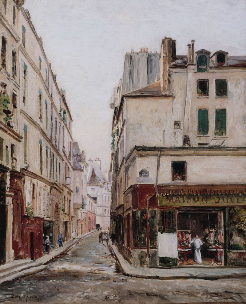 Landscape with cobblestones and sunlight by Emmanuel Lansyer, oil painting