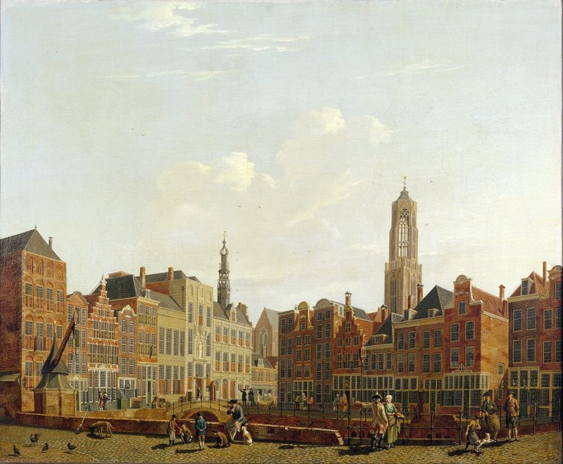 Utrecht Town Hall Bridge with Surroundings, óleo sobre lienzo de Isaac Ouwater