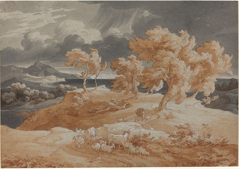 Italian Coastal Landscape with a Thunderstorm, oil painting by Friedrich Preller the Elder