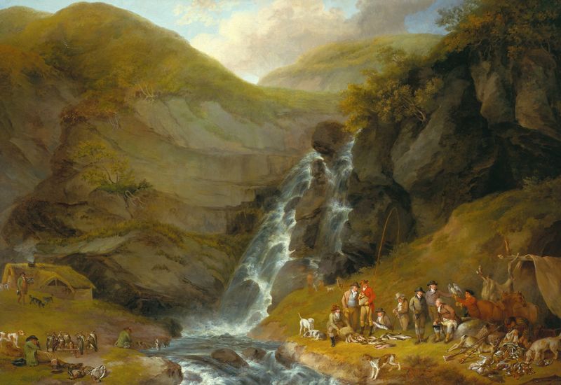 The Display on the Return to Dulnon Camp, oil on canvas by Sawrey Gilpin, depicting a vibrant landscape with figures.