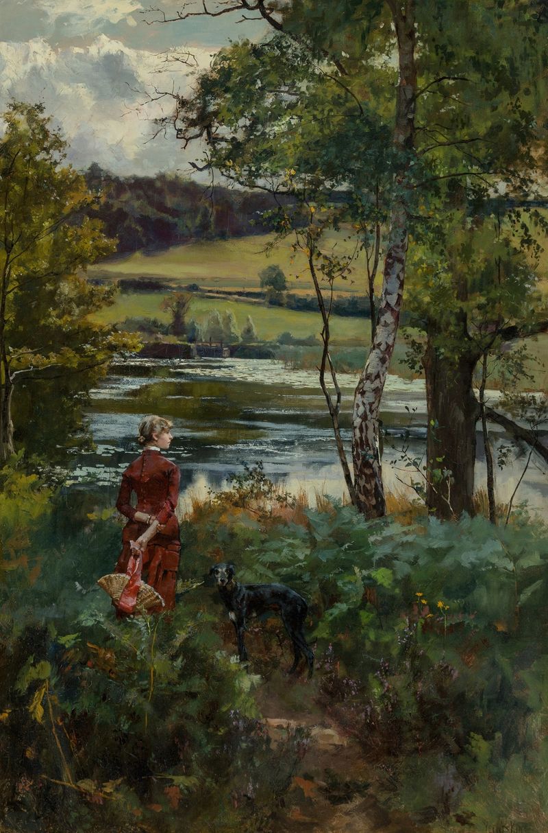 Landscape with water reflections by Henry John Yeend King, oil painting