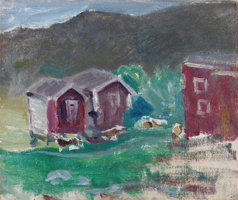 Sketch of the Farm Äse in Telemark by Halfdan Egedius, pencil on paper