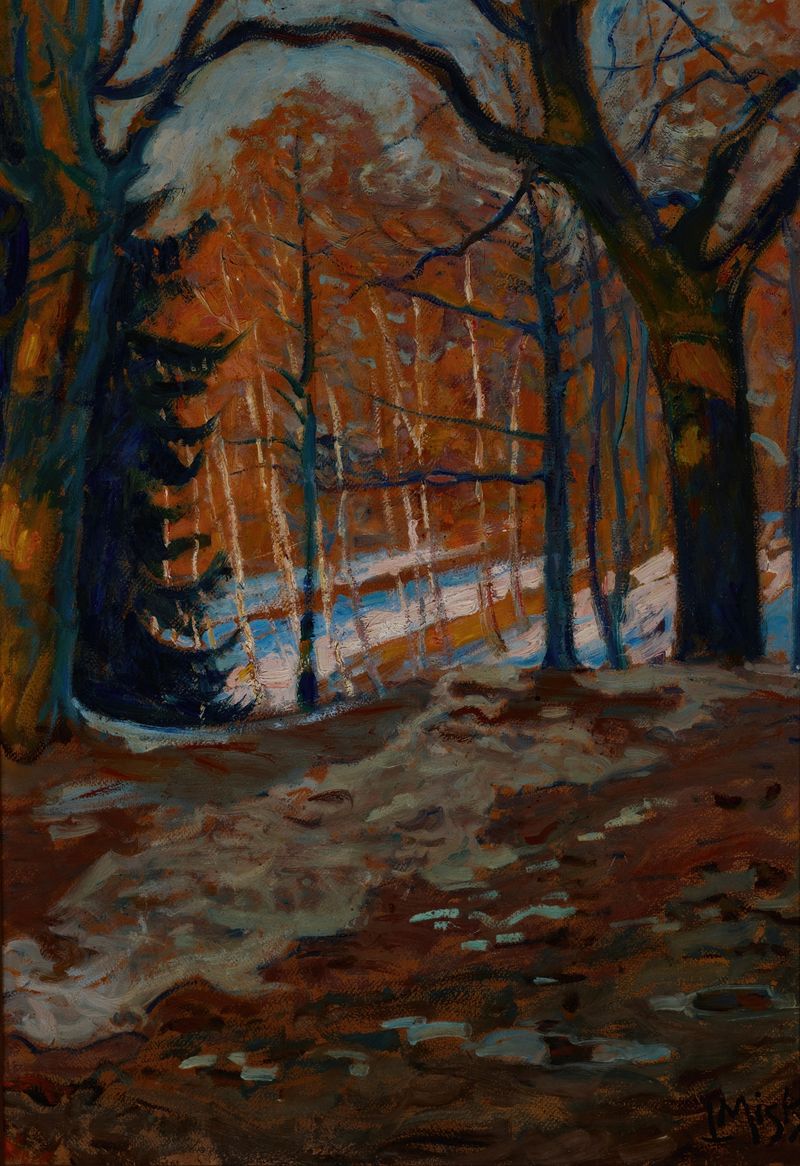 Paisaje impresionista de Stryjski Park en Lviv por Ludwik Misky