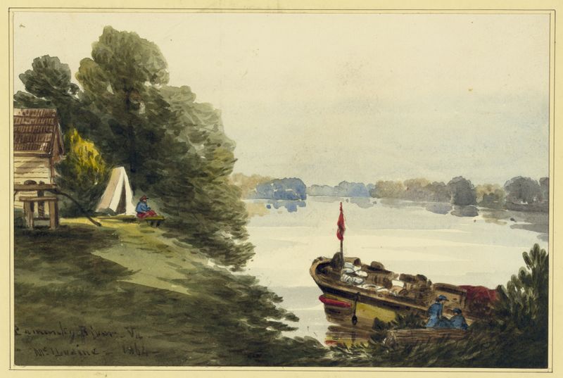 Pamunkey River Va. by William McIlvaine, impressionism, landscape with water reflections