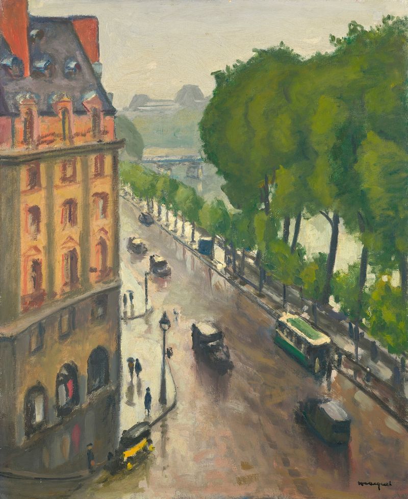 Paisagem do rio Sena com reflexos, pintura a óleo de Albert Marquet