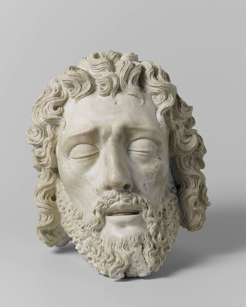 Escultura de alabastro de la Cabeza de Juan el Bautista por artista desconocido