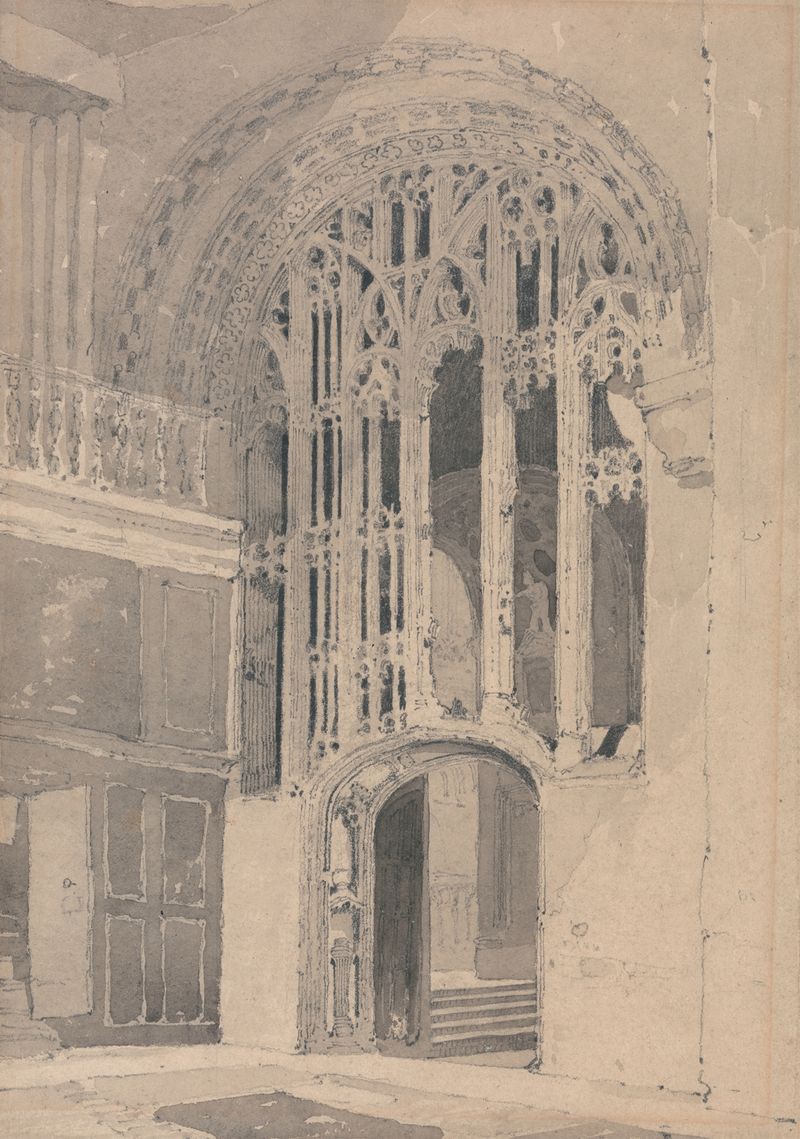 Acuarela de John Sell Cotman que representa el interior de la Catedral de Norwich, 1808