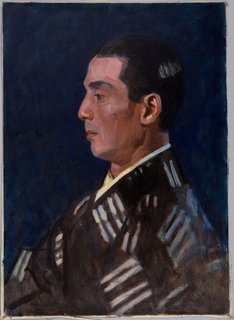 Retrato de perfil de un hombre asiático, óleo sobre lienzo de Denman Waldo Ross