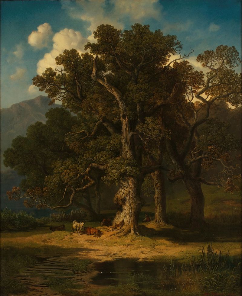 Waldlandschaft de August Maximilian Zimmermann, retratando uma paisagem florestal exuberante.