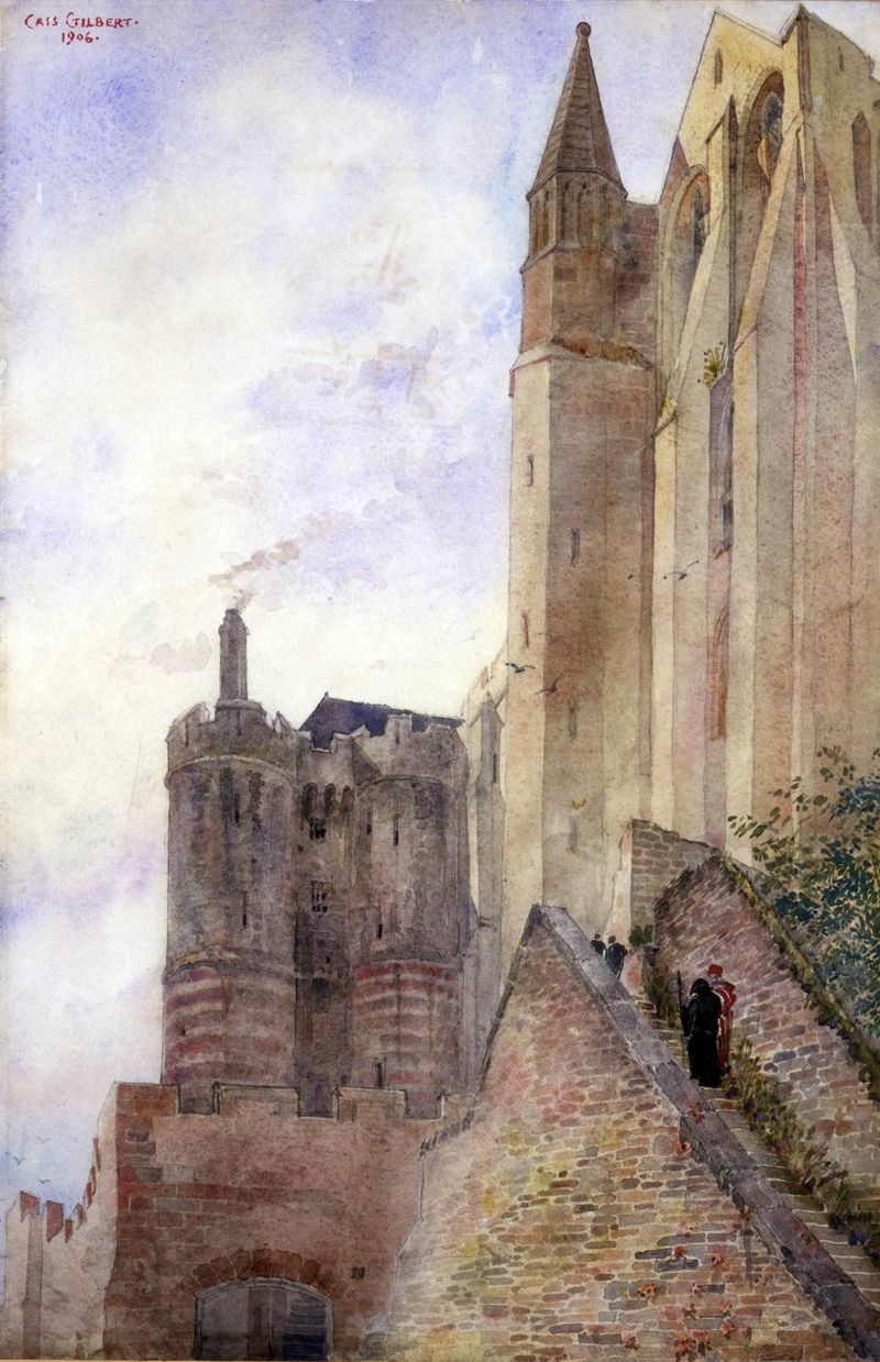 Arquitectura gótica de Mont Saint Michel, Francia por Cass Gilbert