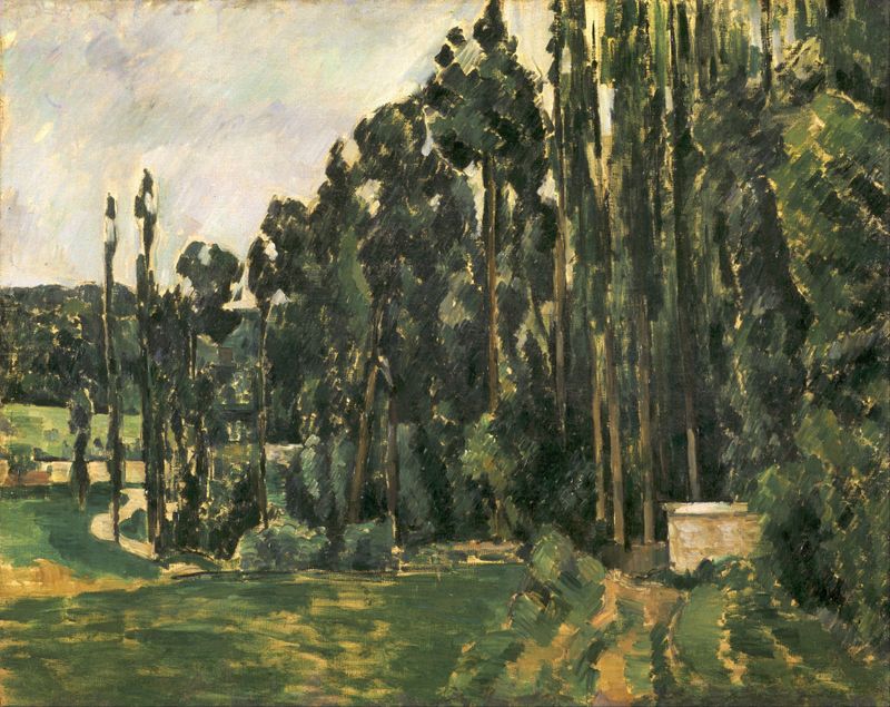 Paisagem de álamos por Paul Cezanne, pintura a óleo