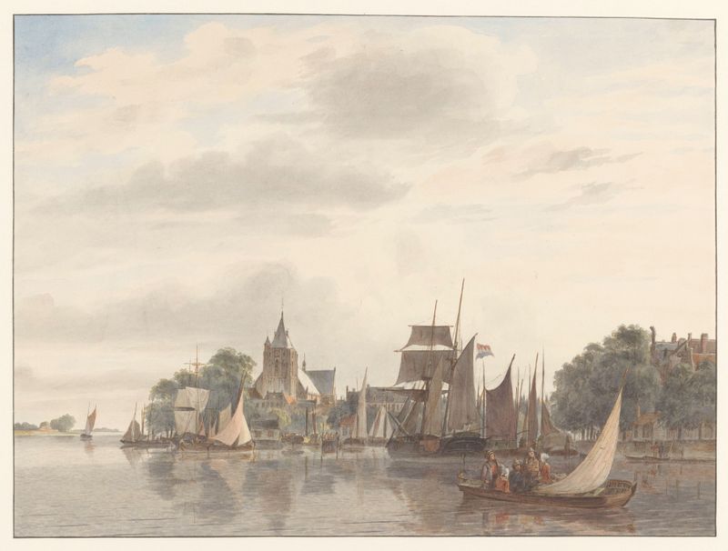 Paisagem com um rio ao amanhecer de Hendrik Abraham Klinkhamer