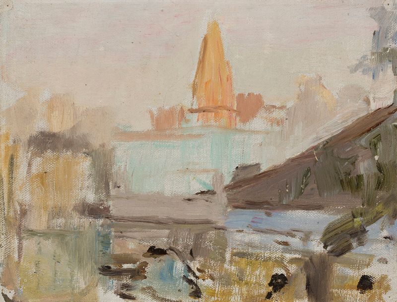 Obra de Post-Impressionismo de Jan Ciągliński retratando uma paisagem urbana em Mumbai.