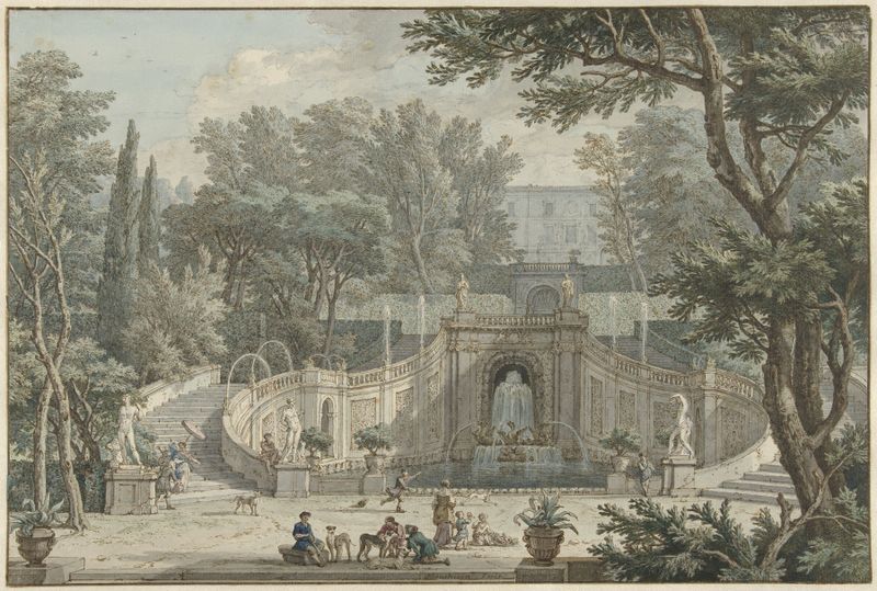 Vista del Jardín de Villa d’Este en Tivoli, pintura al óleo de Isaac de Moucheron